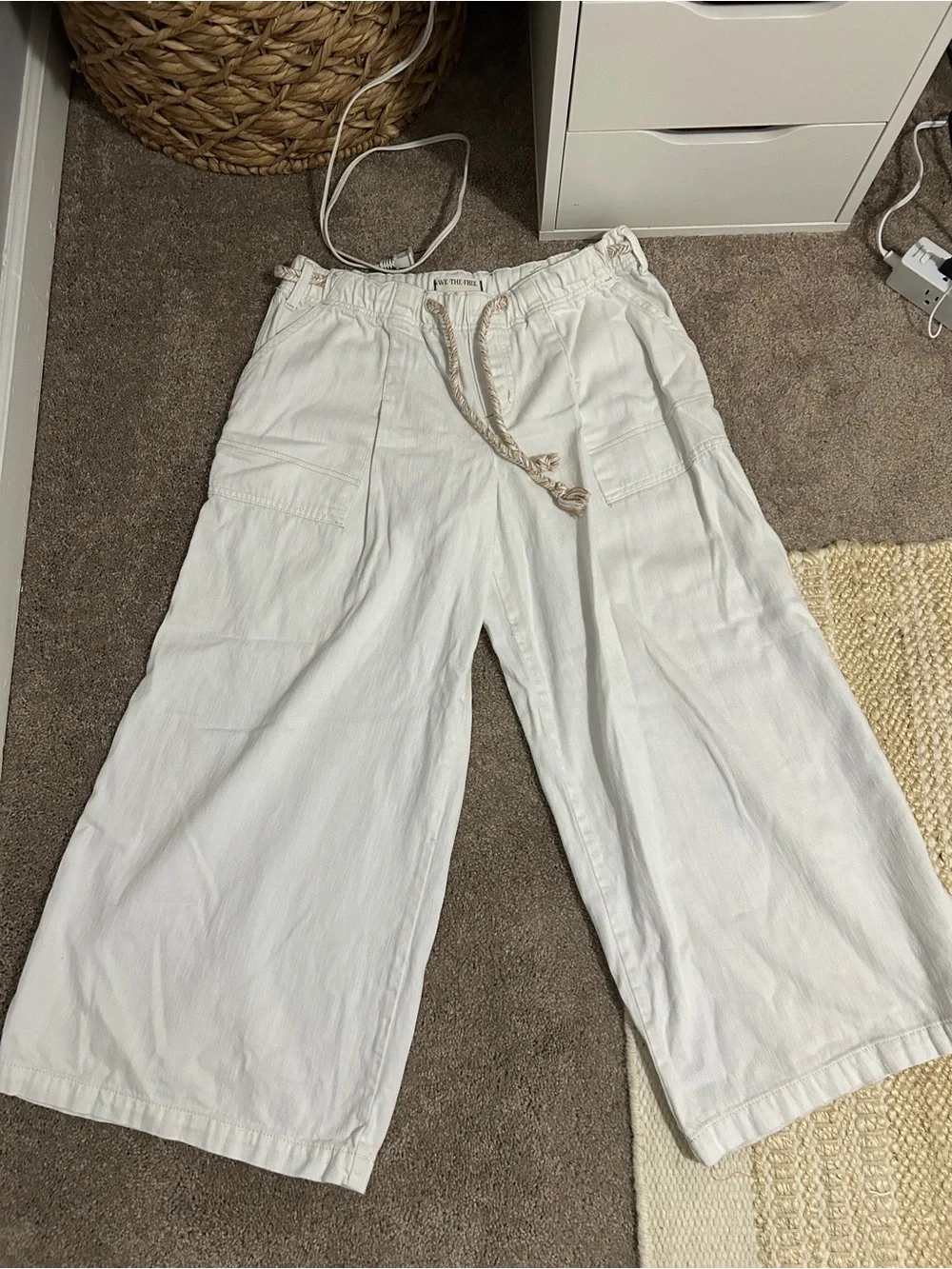 We The Free Wide-Leg Cargo Pants in White